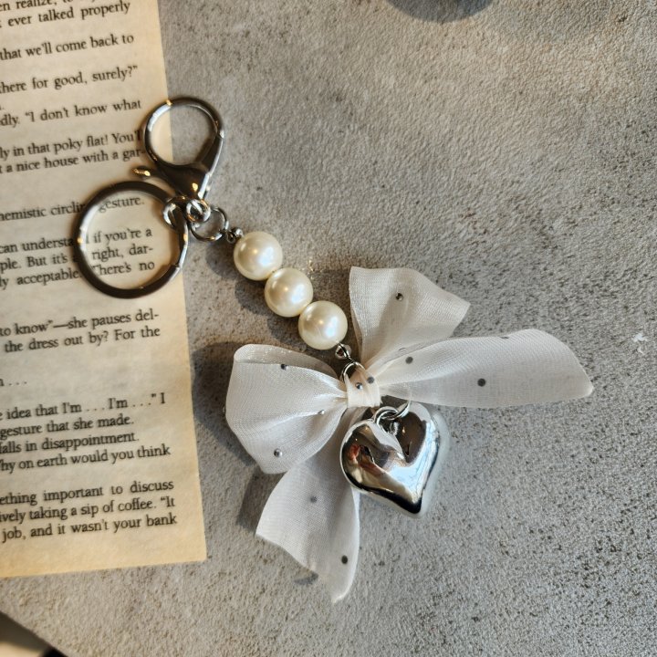 Newerly - Korean Women Fashion - #womensfashion - Pearl Mini Ribbon Keyring - 3