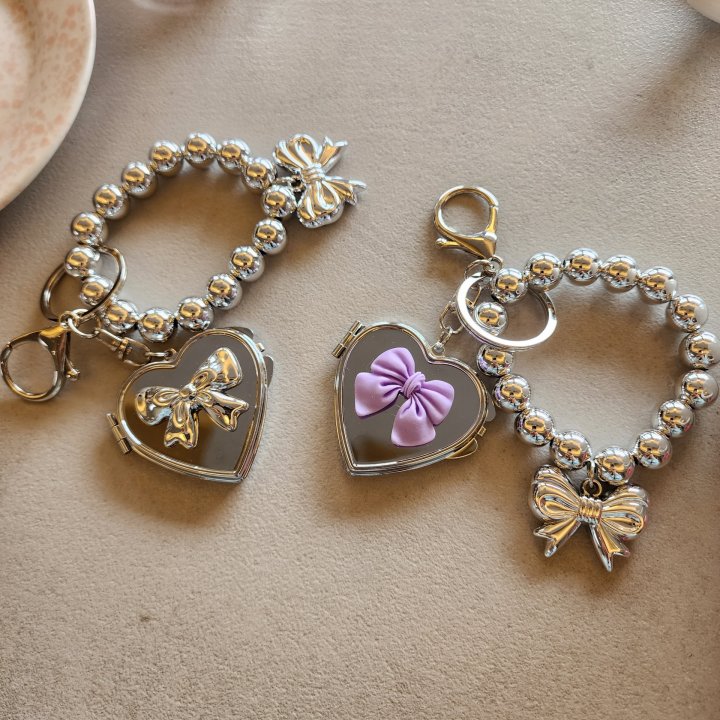 Newerly - Korean Women Fashion - #womensfashion - Silver Ball Mirror Heart Keyring