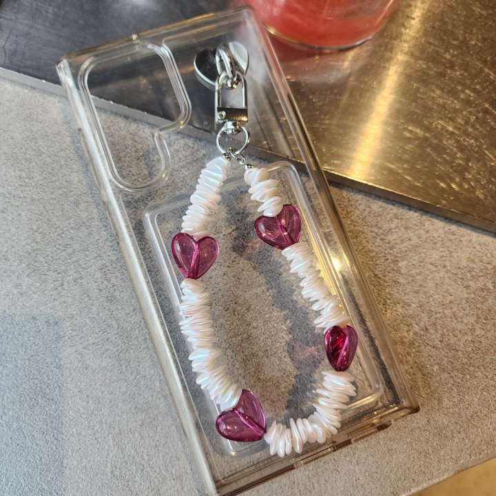 Newerly - Korean Women Fashion - #womensfashion - Pearl Heart Strap Keyring - 2
