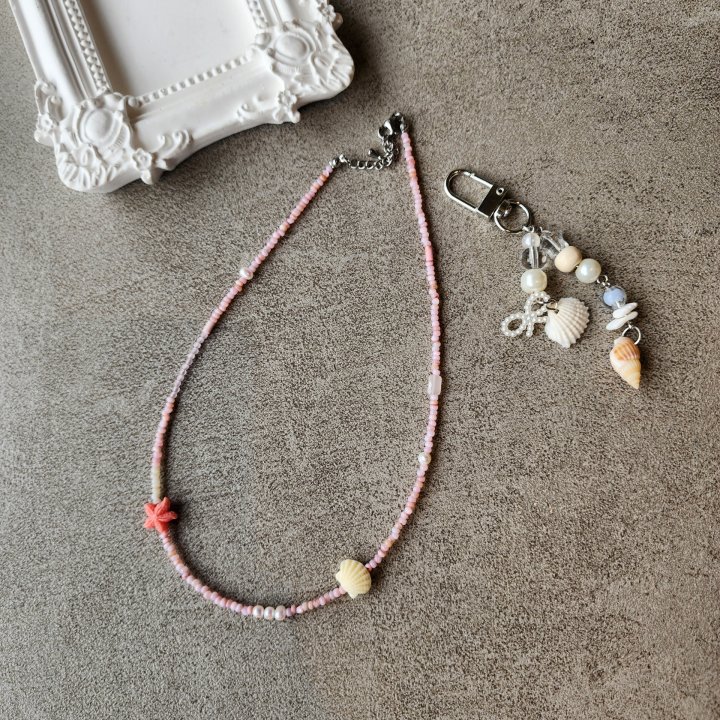 Newerly - Korean Women Fashion - #womensfashion - Pink Stone Shell Necklace