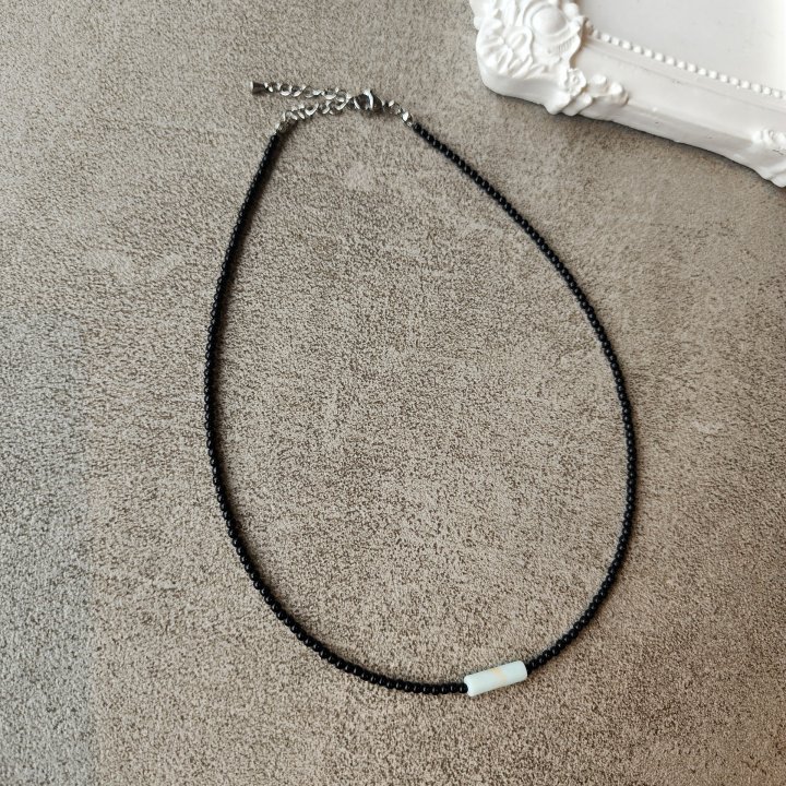 Newerly - Korean Women Fashion - #womensfashion - Black Beads Bar Necklace - 3