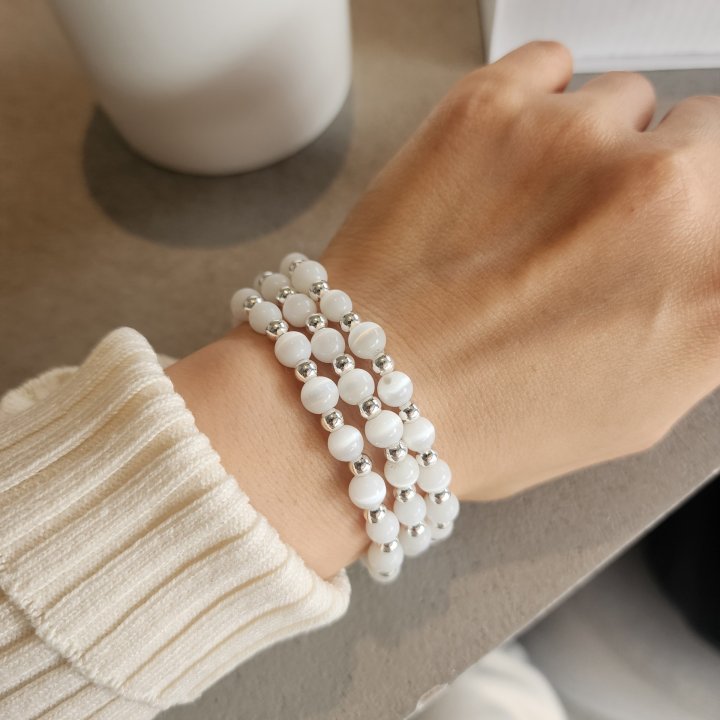 Newerly - Korean Women Fashion - #womensfashion - Silver Marble Bracelet - 3