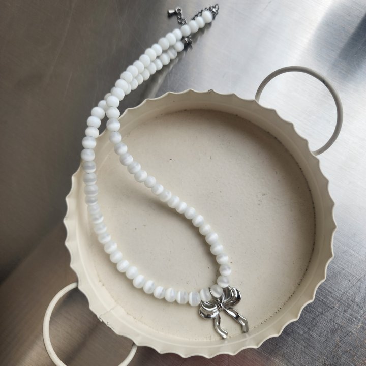 Newerly - Korean Women Fashion - #womensfashion - Surgical Steal Ribbon Necklace - 2