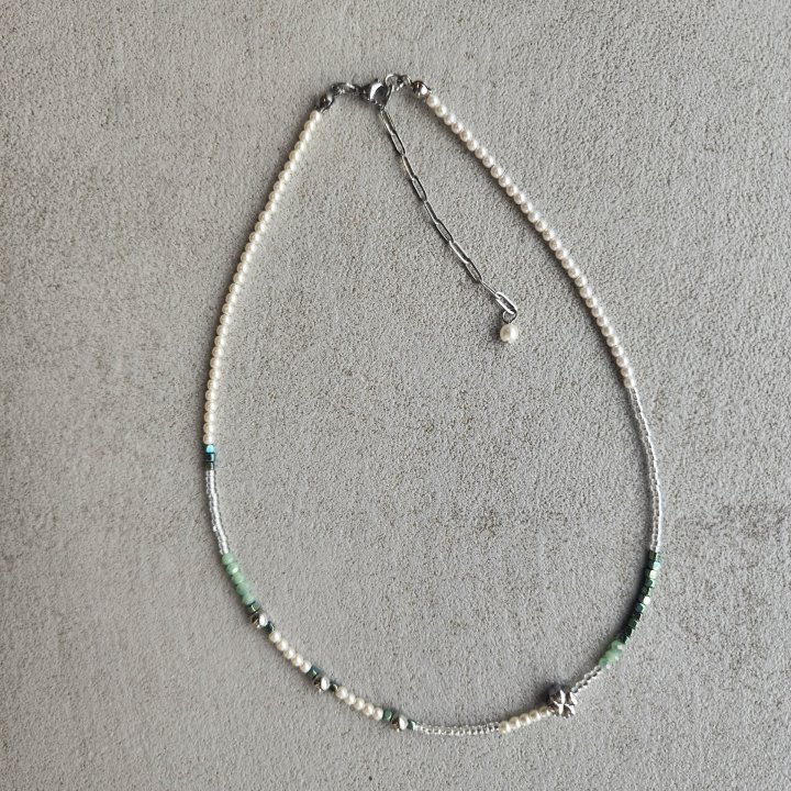 Newerly - Korean Women Fashion - #womensfashion - Surgical Steal Green Beads Necklace
