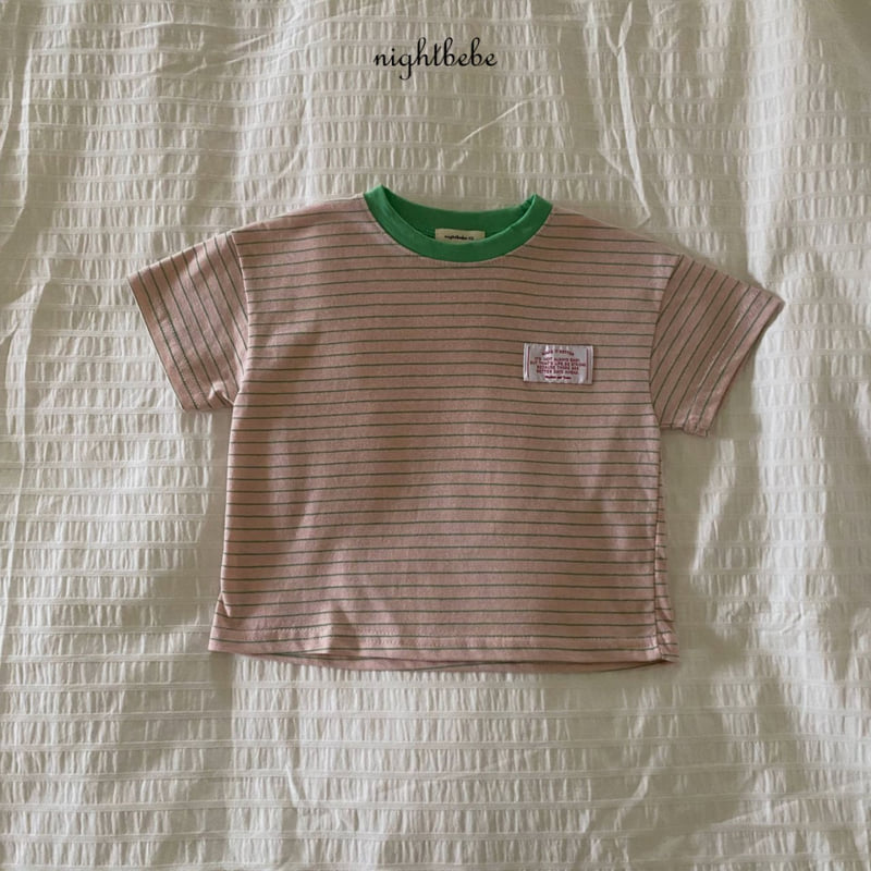 Night Bebe - Korean Baby Fashion - #babyfashion - Stripe Raglan Short Sleeve Tee - 5