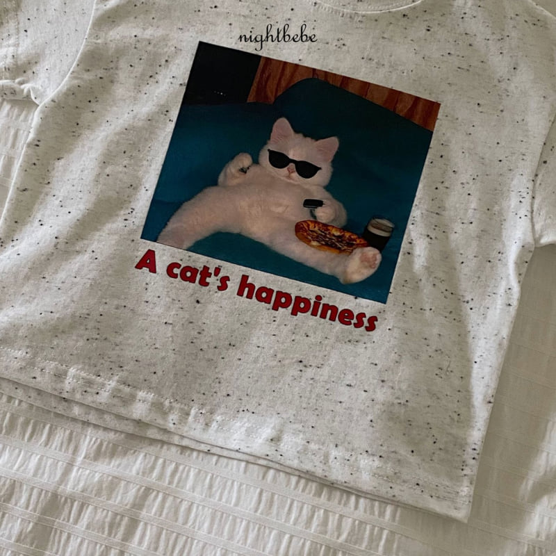 Night Bebe - Korean Baby Fashion - #babyfashion - Cat Short Sleeve Tee - 2