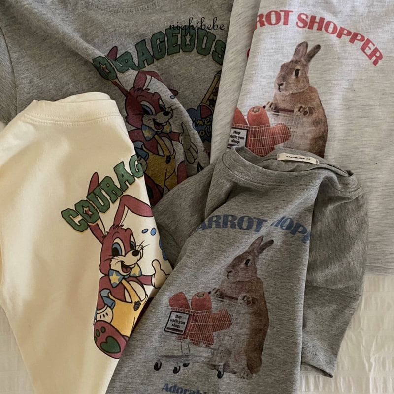 Night Bebe - Korean Baby Fashion - #babyfever - Rabbit Short Sleeve Tee - 7