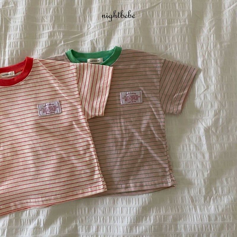 Night Bebe - Korean Baby Fashion - #babyfever - Stripe Raglan Short Sleeve Tee - 6