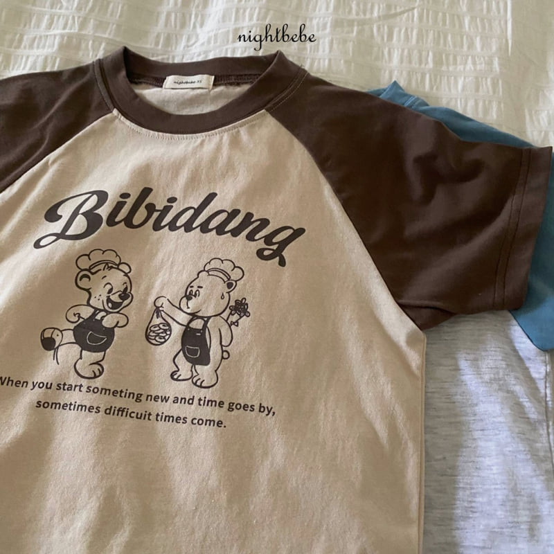 Night Bebe - Korean Baby Fashion - #babyfever - Bear Raglan Short Sleeve Tee - 6