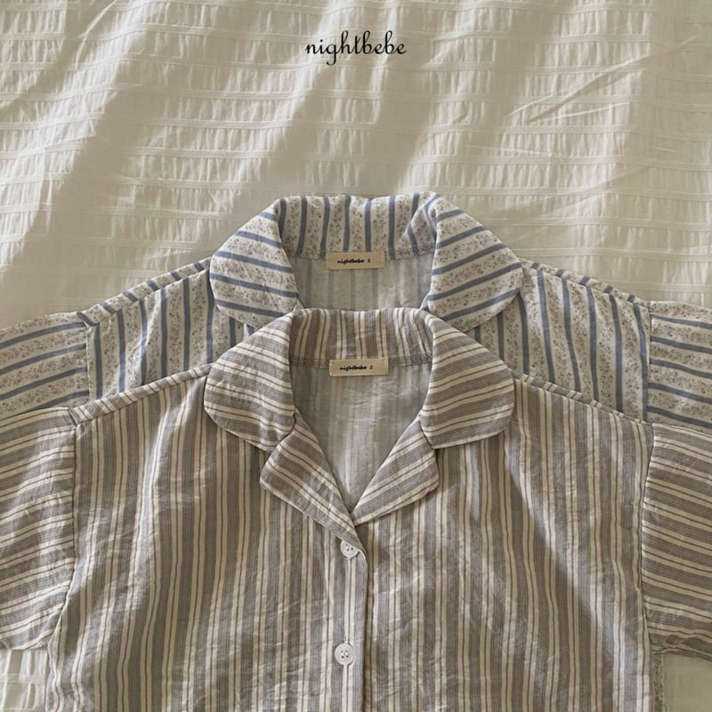Night Bebe - Korean Baby Fashion - #babygirlfashion - Striped Lua Shirt - 2