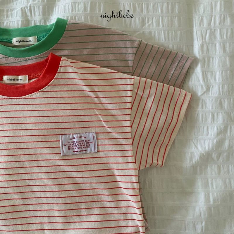 Night Bebe - Korean Baby Fashion - #babylifestyle - Stripe Raglan Short Sleeve Tee - 8