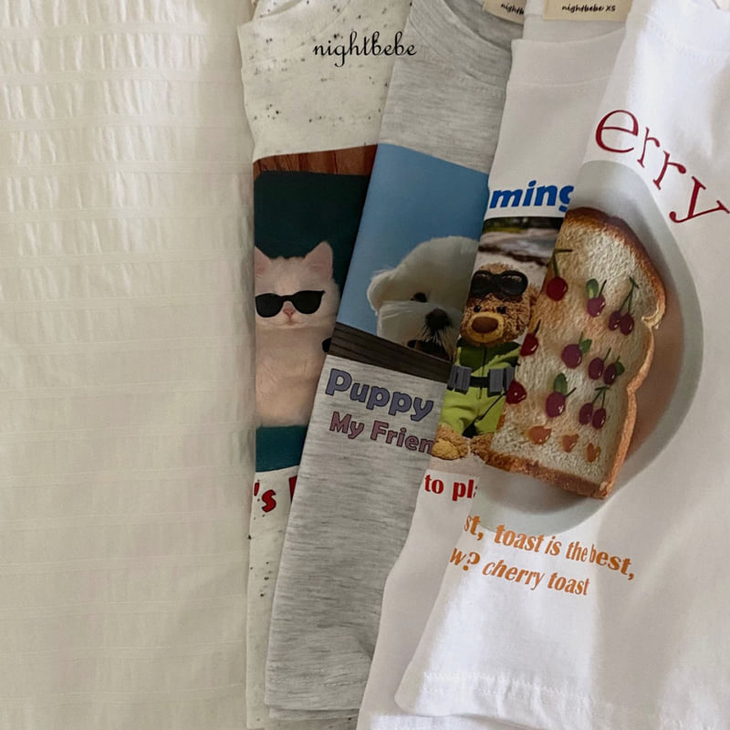 Night Bebe - Korean Baby Fashion - #babyoninstagram - Cat Short Sleeve Tee - 6