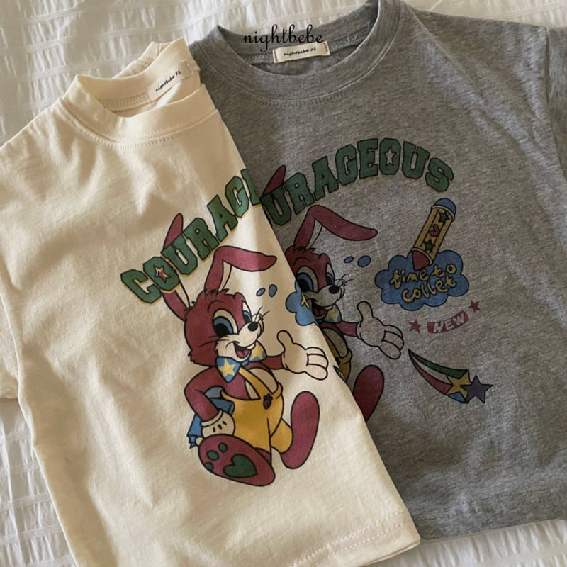 Night Bebe - Korean Baby Fashion - #babywear - Crayon Rabbit Short Sleeve Tee