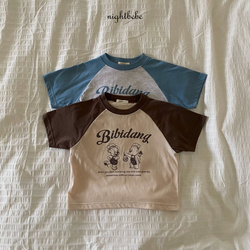 Night Bebe - Korean Baby Fashion - #smilingbaby - Bear Raglan Short Sleeve Tee