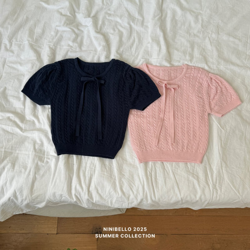 Ninibello - Korean Children Fashion - #fashionkids - Claire Ribbon Short Sleeve Knit