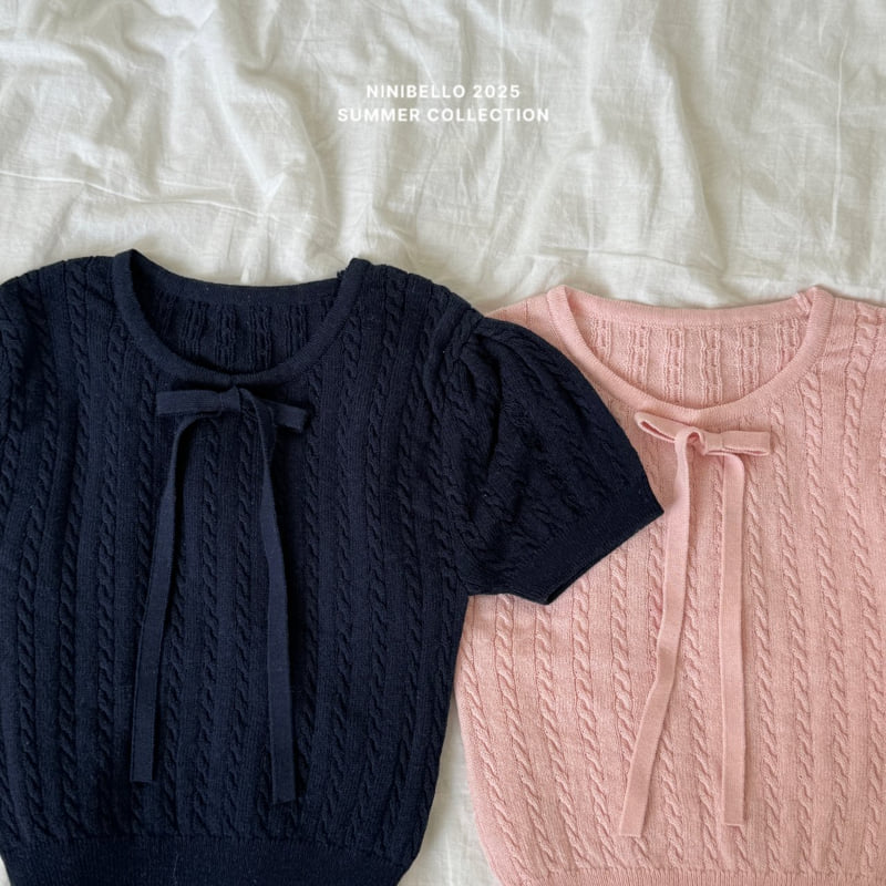 Ninibello - Korean Children Fashion - #kidsstore - Claire Ribbon Short Sleeve Knit - 3