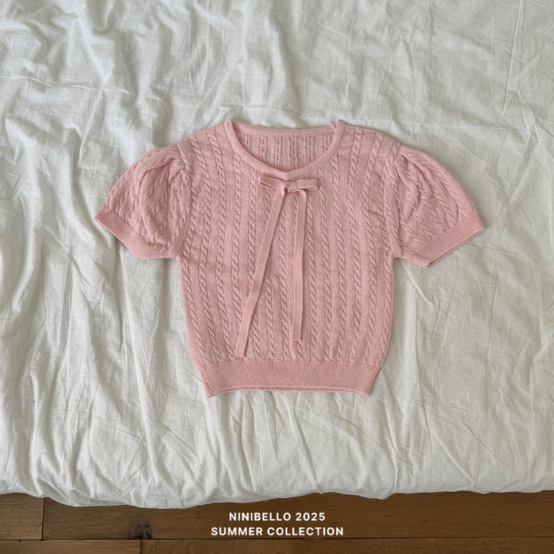Ninibello - Korean Children Fashion - #kidsstore - Claire Ribbon Short Sleeve Knit - 4