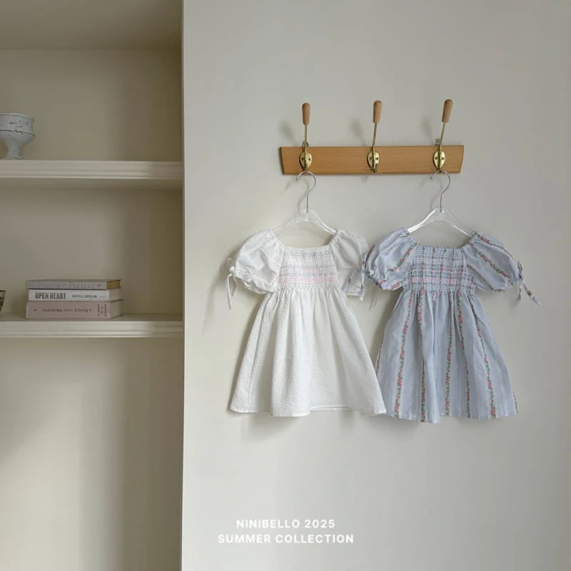 Ninibello - Korean Children Fashion - #kidzfashiontrend - Embroidered Shirred One-piece