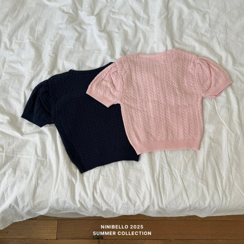 Ninibello - Korean Children Fashion - #littlefashionista - Claire Ribbon Short Sleeve Knit - 6
