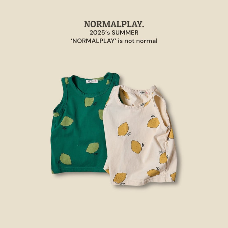 Normalplay - Korean Children Fashion - #discoveringself - Yellow Lemon Sleeveless Tee - 5
