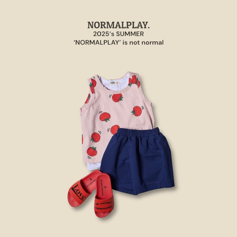 Normalplay - Korean Children Fashion - #kidsstore - Red Tomato Sleeveless Tee - 8