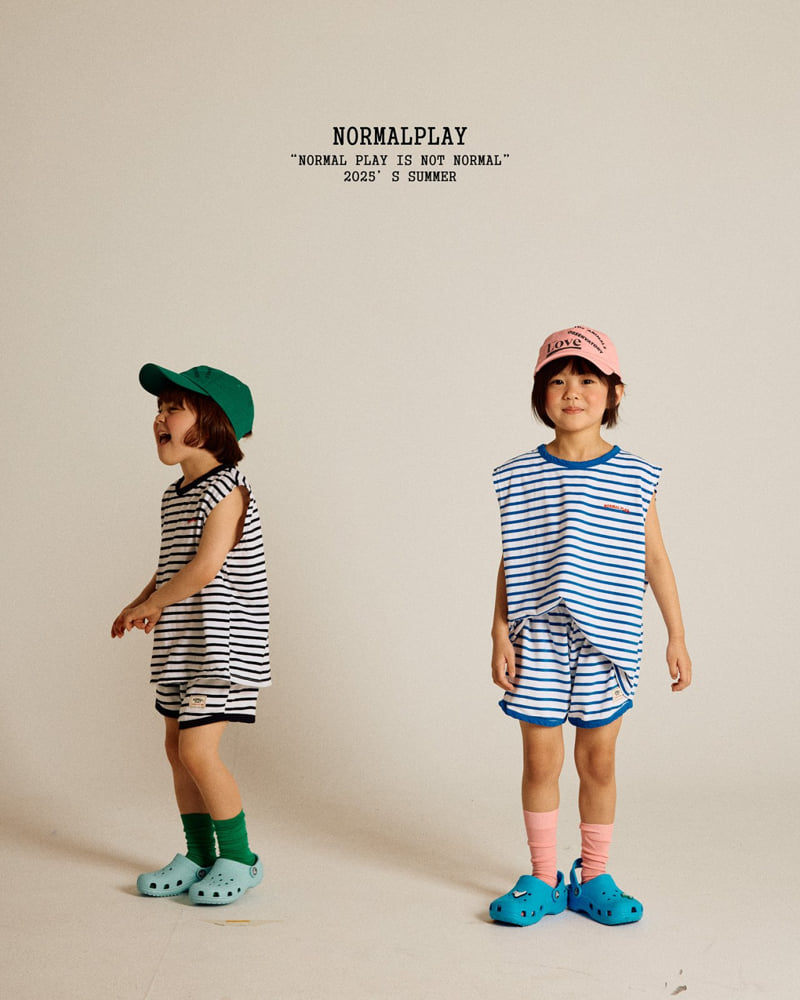 Normalplay - Korean Children Fashion - #todddlerfashion - Sleeveless Stripe Tee - 12