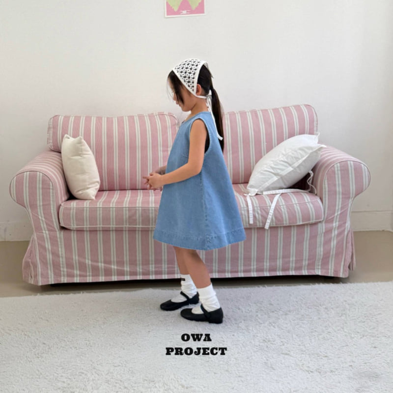 O Wa - Korean Children Fashion - #Kfashion4kids - Dart Denim One-piece - 3
