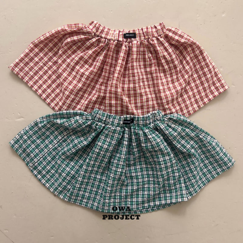 O Wa - Korean Children Fashion - #littlefashionista - Checked Shirring Skirt