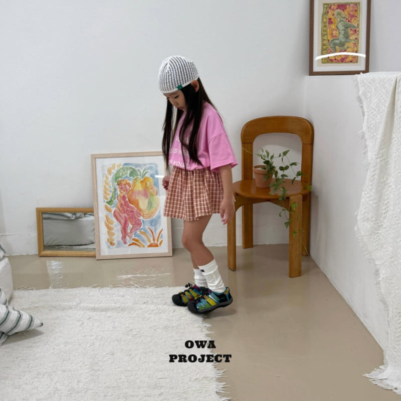 O Wa - Korean Children Fashion - #minifashionista - Checked Shirring Skirt - 3