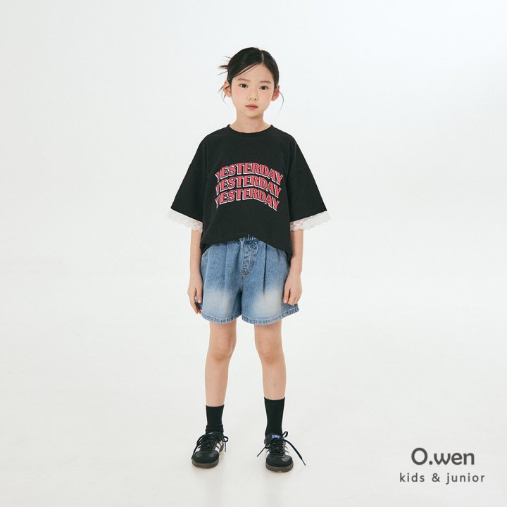 O Wen - Korean Children Fashion - #Kfashion4kids - Pintuck Short Denim Pants - 5