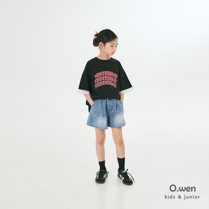 O Wen - Korean Children Fashion - #childofig - Pintuck Short Denim Pants - 10