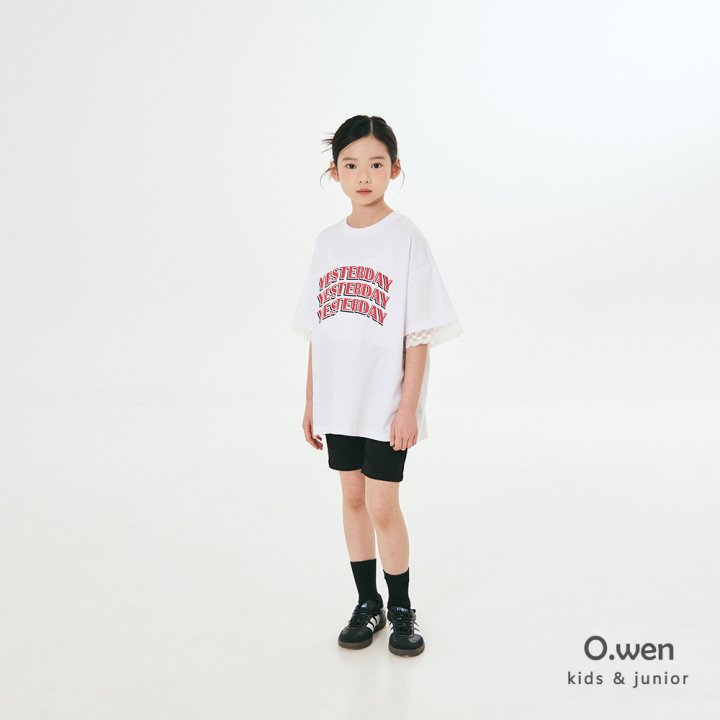 O Wen - Korean Children Fashion - #kidsshorts - Lace Boxy Short Sleeve Tee - 10