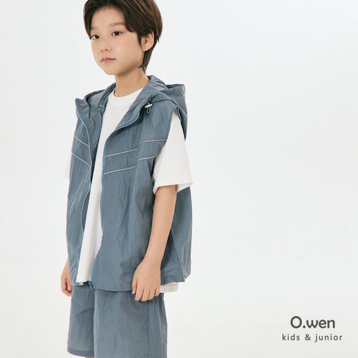 O Wen - Korean Children Fashion - #kidsshorts - Hooded Zip-up Vest - 3