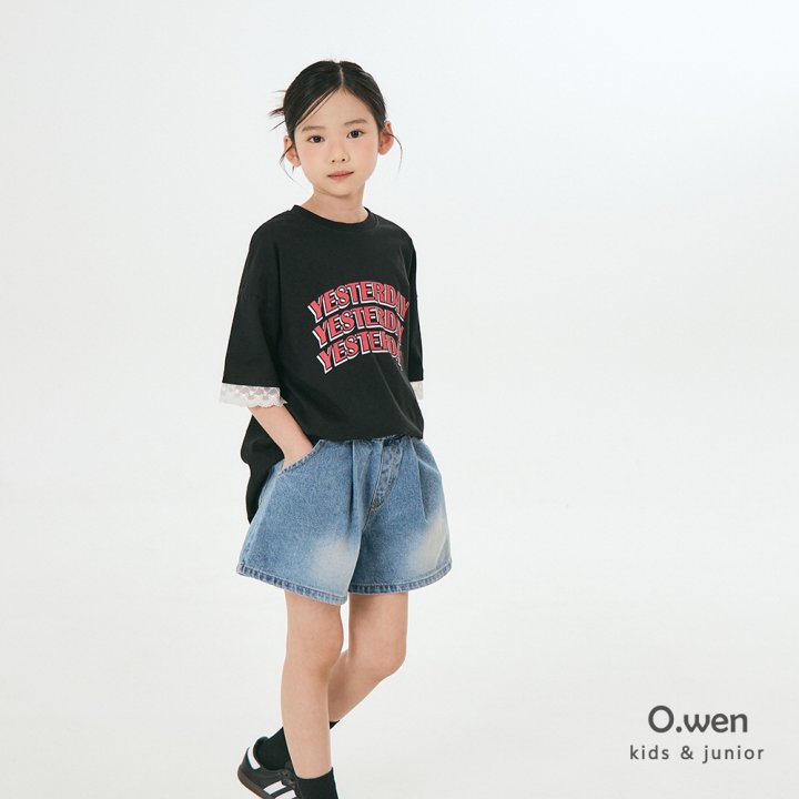 O Wen - Korean Children Fashion - #kidsstore - Pintuck Short Denim Pants - 3