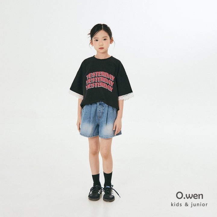 O Wen - Korean Children Fashion - #kidsstore - Pintuck Short Denim Pants - 4