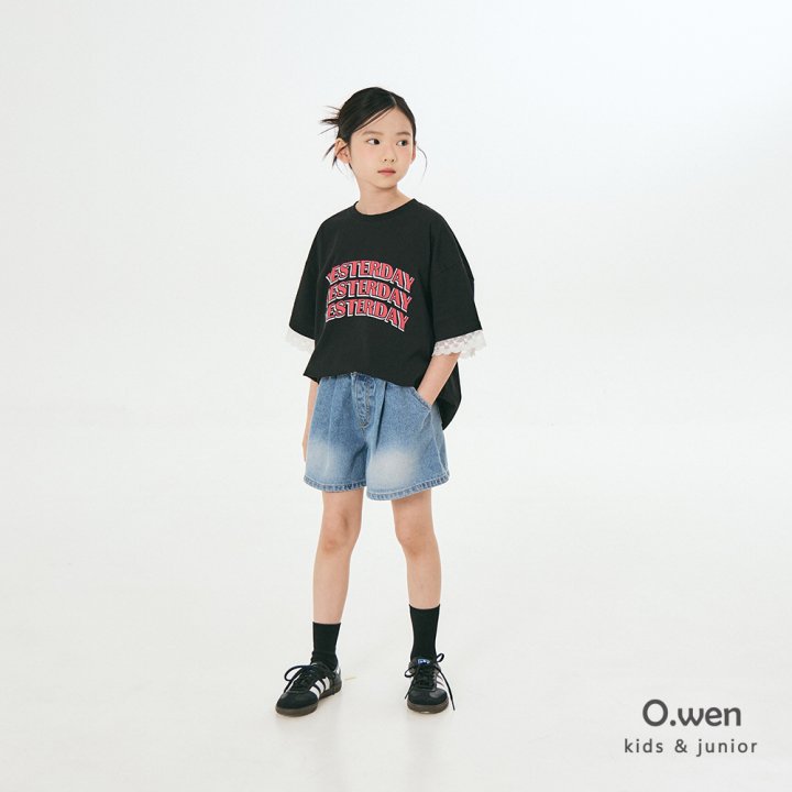 O Wen - Korean Children Fashion - #minifashionista - Pintuck Short Denim Pants - 8