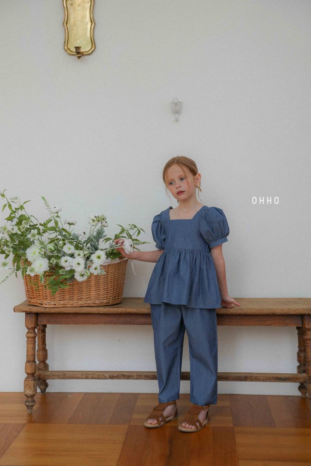 Ohho - Korean Children Fashion - #magicofchildhood - Denim Puff Blouse - 5
