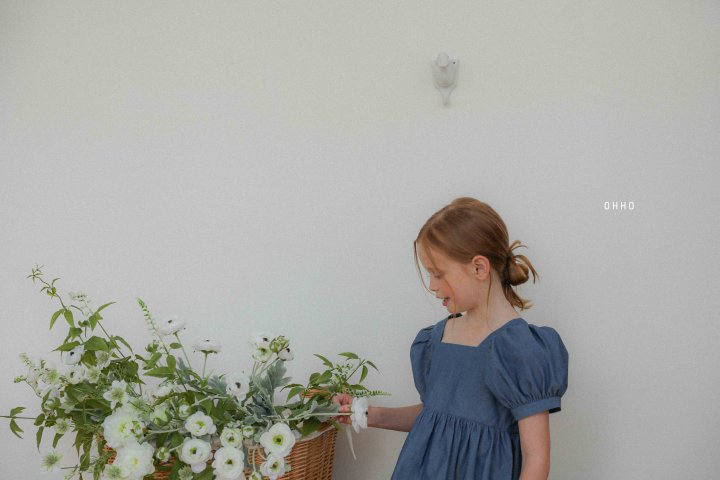 Ohho - Korean Children Fashion - #todddlerfashion - Denim Puff Blouse - 8
