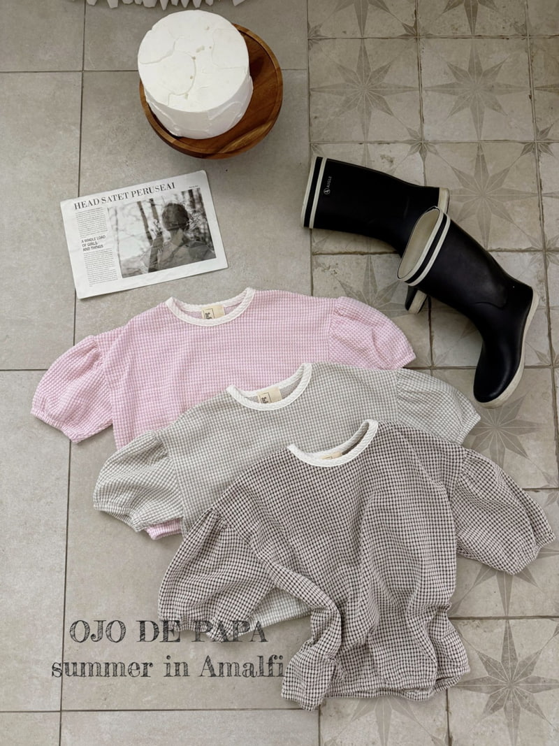 Ojodepapa - Korean Children Fashion - #childofig - Check Puff Tee