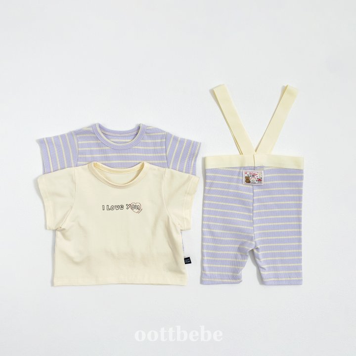Oott Bebe - Korean Baby Fashion - #babyboutique - I Love Tee Set (Bebe) - 3