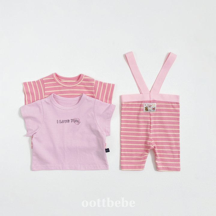 Oott Bebe - Korean Baby Fashion - #babyboutique - I Love Tee Set (Bebe) - 4