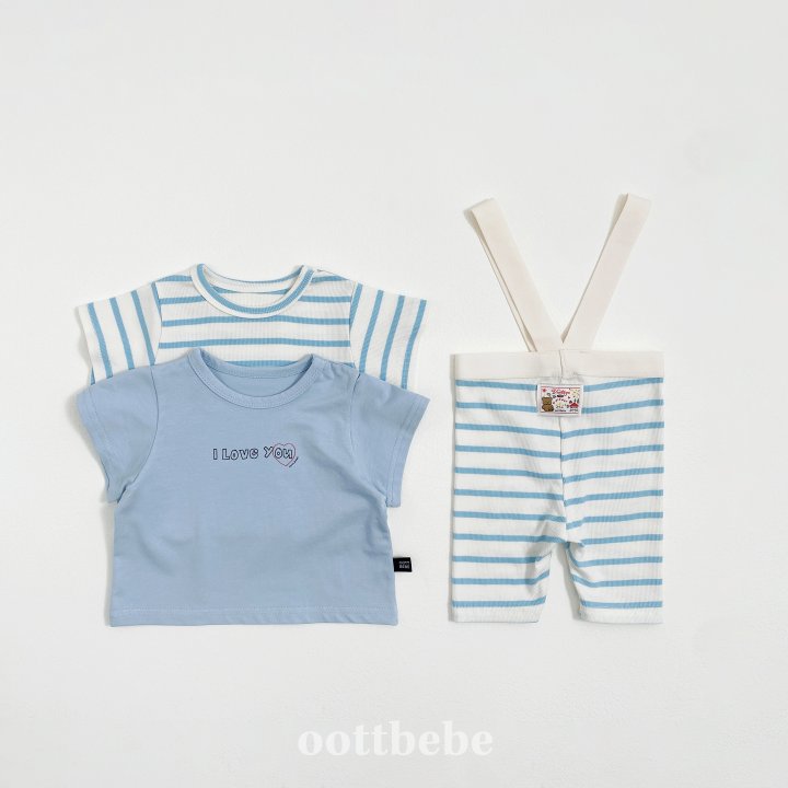 Oott Bebe - Korean Baby Fashion - #babyclothing - I Love Tee Set (Bebe) - 5