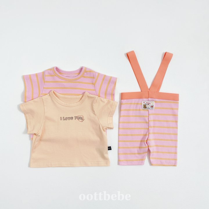 Oott Bebe - Korean Baby Fashion - #babyfashion - I Love Tee Set (Bebe) - 6