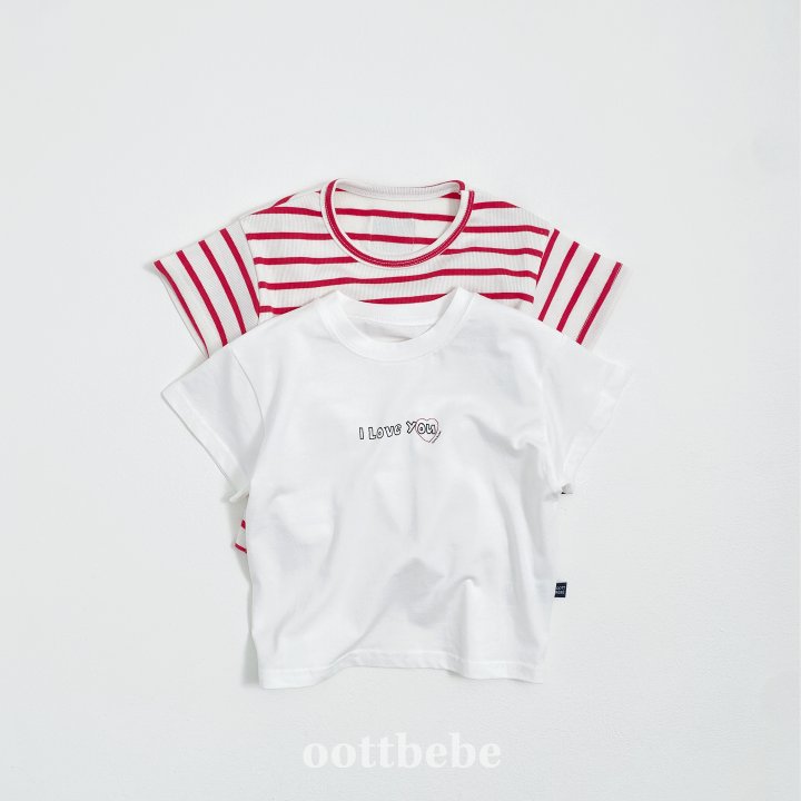 Oott Bebe - Korean Baby Fashion - #babygirlfashion - I Love Tee Set (Kids) - 2
