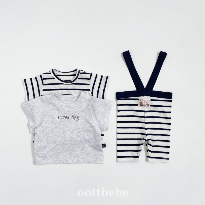 Oott Bebe - Korean Baby Fashion - #babygirlfashion - I Love Tee Set (Bebe) - 8