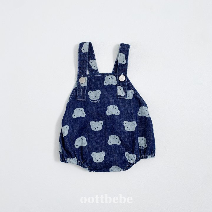 Oott Bebe - Korean Baby Fashion - #babylifestyle - Jelly Bear Denim Suspender Suit - 4
