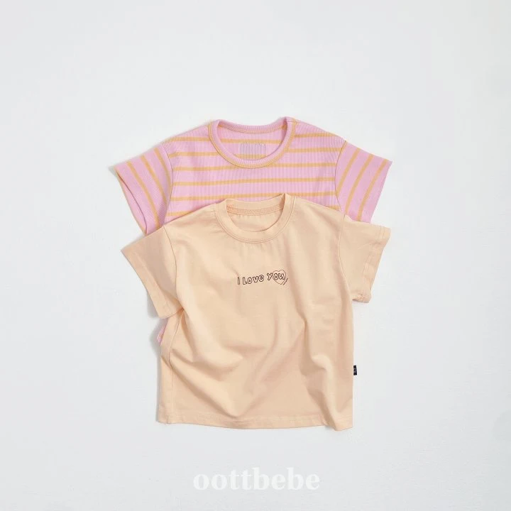 Oott Bebe - Korean Baby Fashion - #babyootd - I Love Tee Set (Kids) - 5