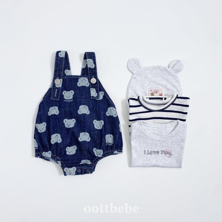 Oott Bebe - Korean Baby Fashion - #babywear - Jelly Bear Denim Suspender Suit - 8