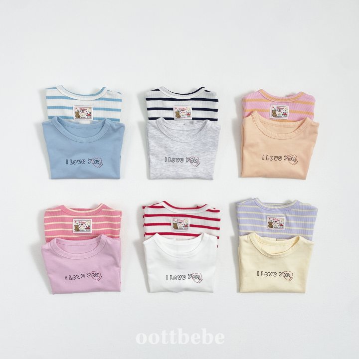 Oott Bebe - Korean Baby Fashion - #onlinebabyshop - I Love Tee Set (Bebe)