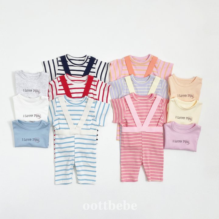 Oott Bebe - Korean Baby Fashion - #smilingbaby - I Love Tee Set (Bebe) - 2